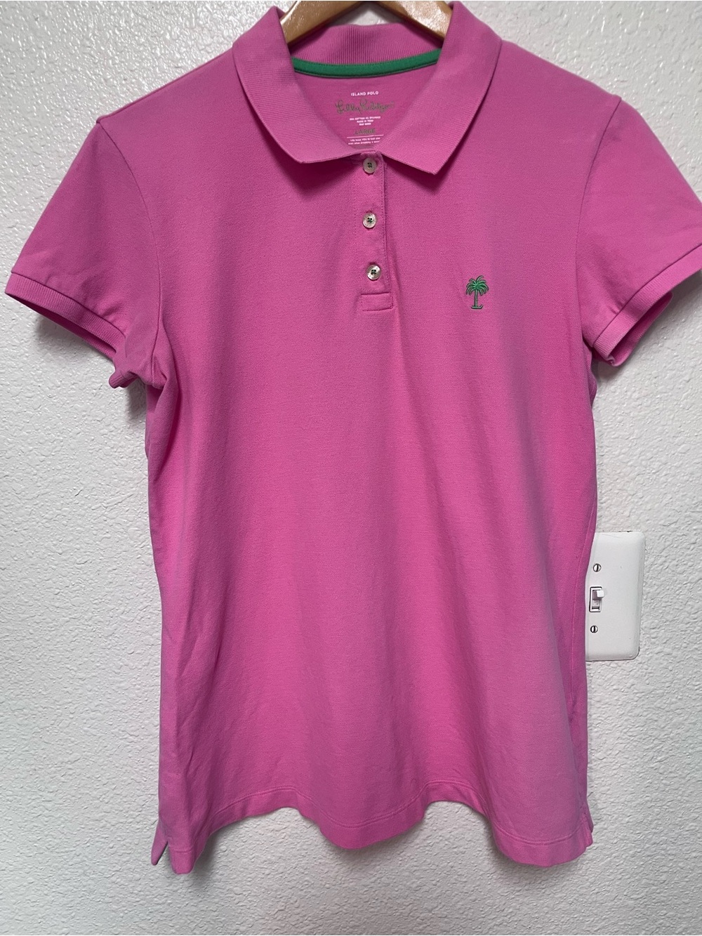 Lilly Pulitzer Island Polo Womens Size L Pink Short Sleeve Golf Preppy Minimal